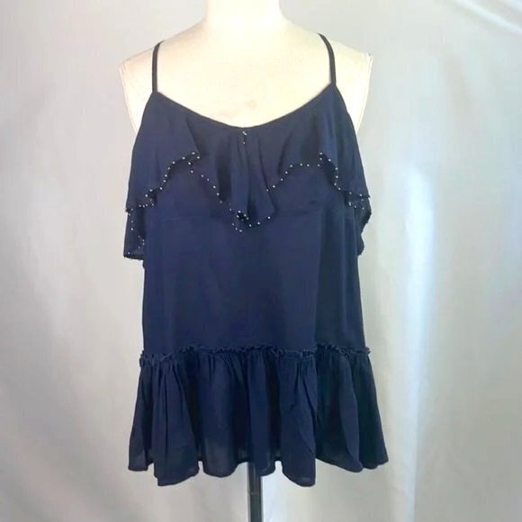 Free People Navy Blue Studded Layered Tank‎ Top Womens Size XS - Picture 1 of 8